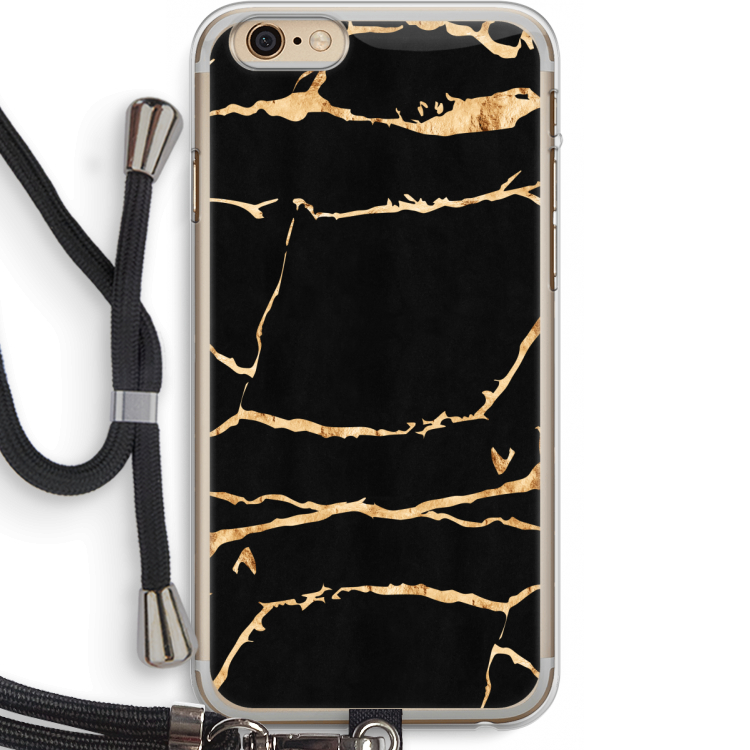 Gouden marmer: iPhone 6 PLUS / 6S PLUS Transparant Hoesje met koord