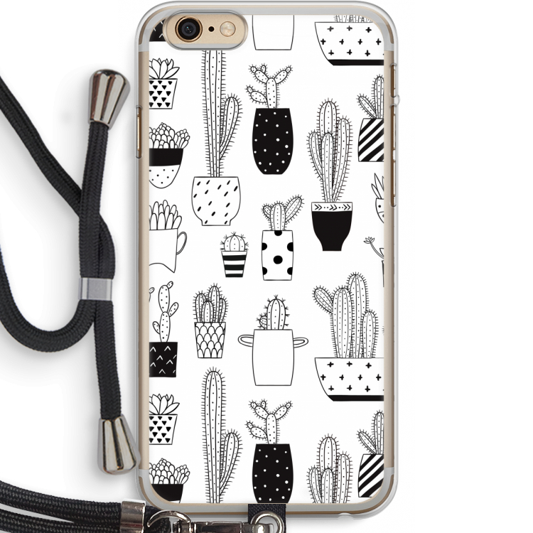 Cactusmotief: iPhone 6 PLUS / 6S PLUS Transparant Hoesje met koord