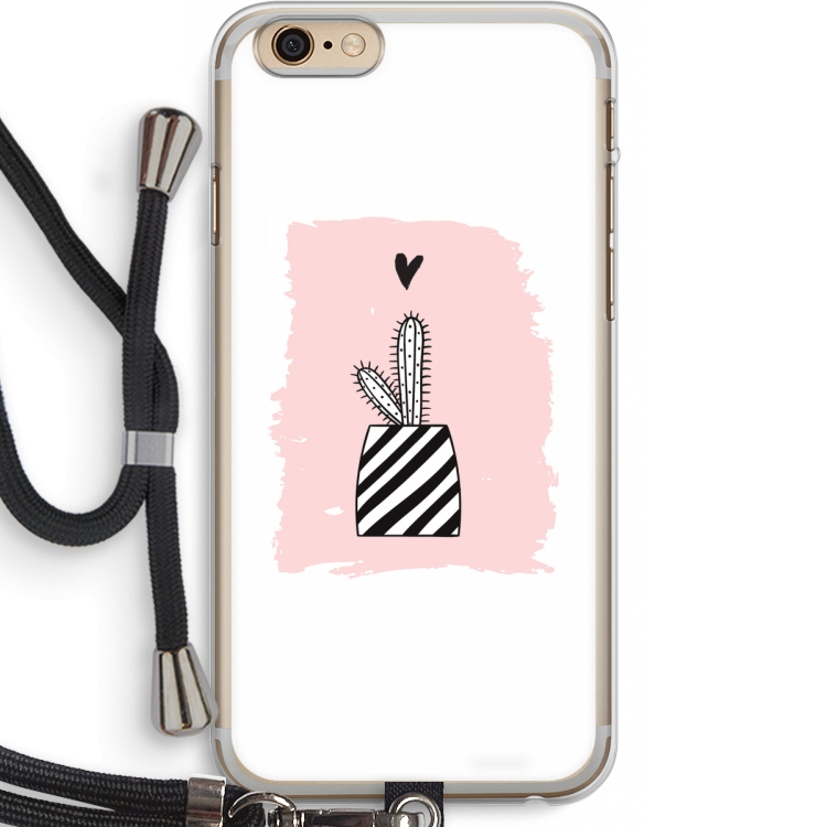 Zwart-wit cactus: iPhone 6 PLUS / 6S PLUS Transparant Hoesje met koord