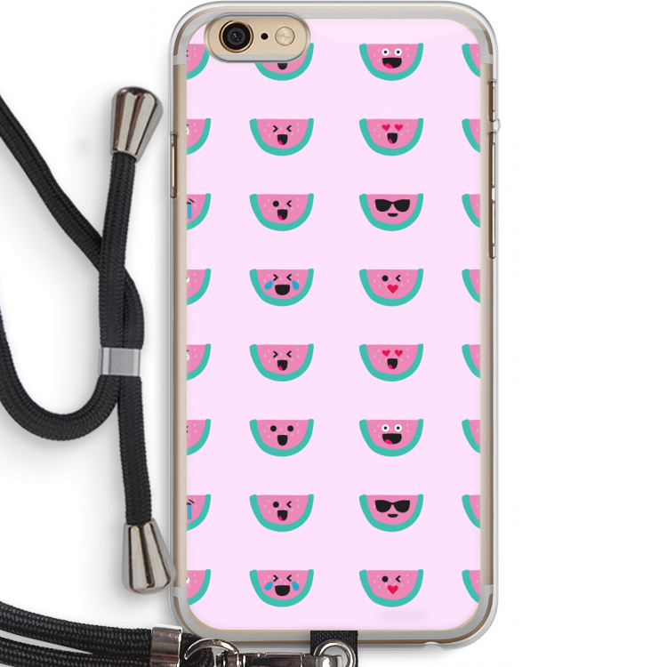Smiley watermeloenprint: iPhone 6 PLUS / 6S PLUS Transparant Hoesje met koord