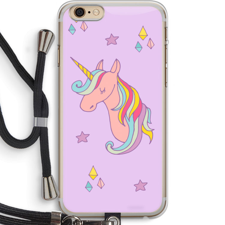 Roze eenhoorn: iPhone 6 PLUS / 6S PLUS Transparant Hoesje met koord