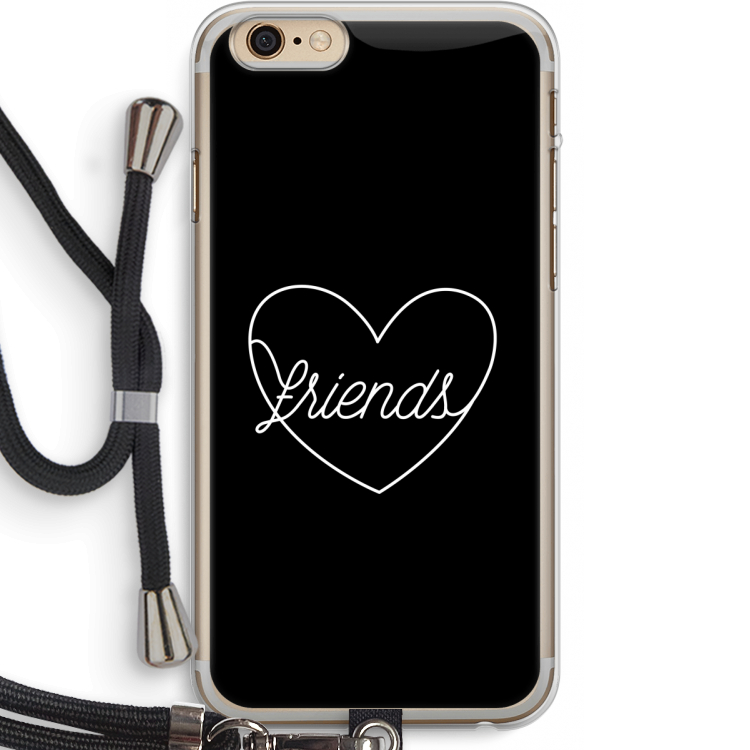 Friends heart black: iPhone 6 PLUS / 6S PLUS Transparant Hoesje met koord