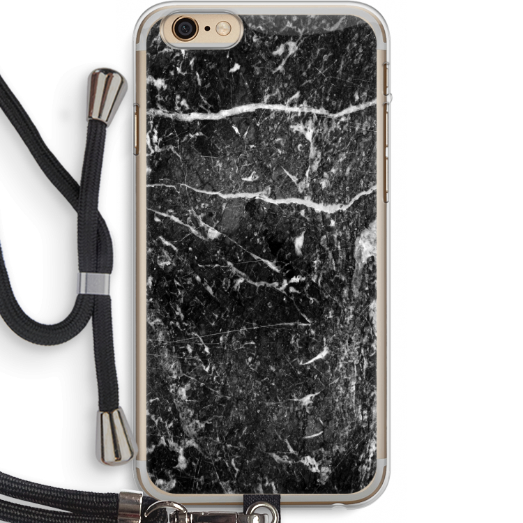 Zwart marmer: iPhone 6 PLUS / 6S PLUS Transparant Hoesje met koord