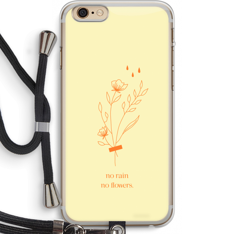 No rain no flowers: iPhone 6 PLUS / 6S PLUS Transparant Hoesje met koord