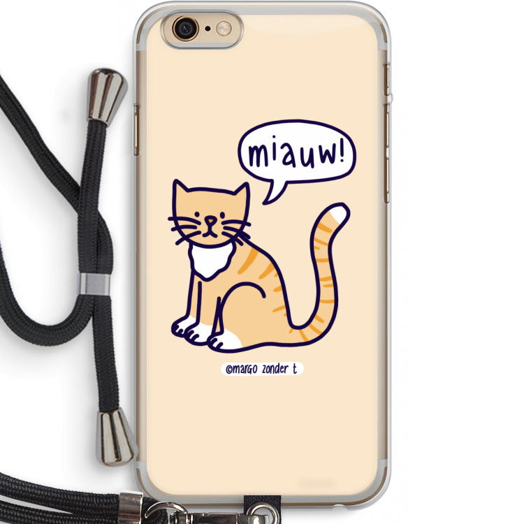 Miauw: iPhone 6 PLUS / 6S PLUS Transparant Hoesje met koord