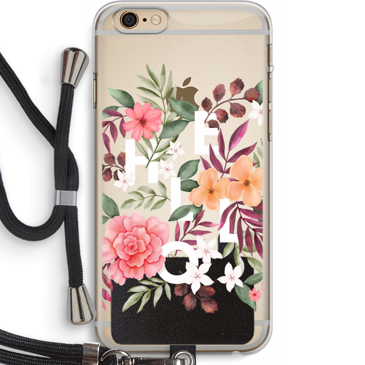 Hello in flowers: iPhone 6 PLUS / 6S PLUS Transparant Hoesje met koord