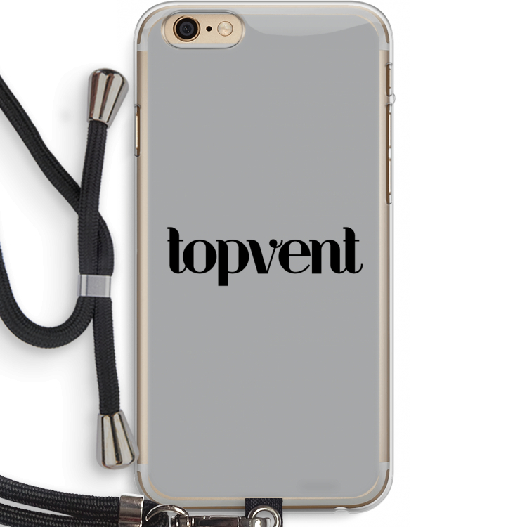 Topvent Grijs Zwart: iPhone 6 PLUS / 6S PLUS Transparant Hoesje met koord