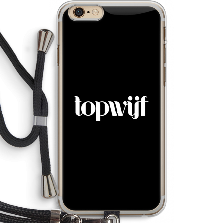 Topwijf Zwart: iPhone 6 PLUS / 6S PLUS Transparant Hoesje met koord