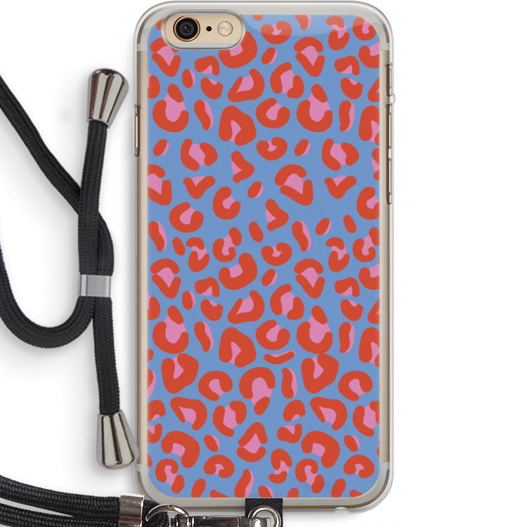 Leopard blue: iPhone 6 PLUS / 6S PLUS Transparant Hoesje met koord