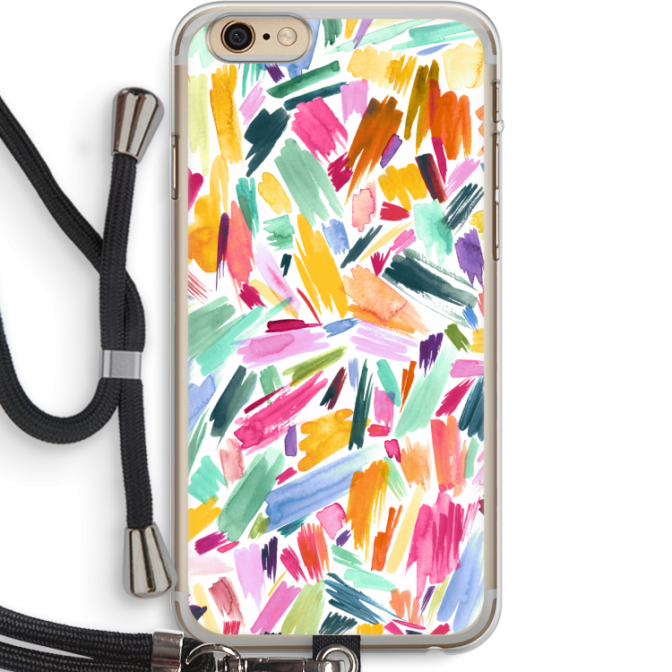 Watercolor Brushstrokes: iPhone 6 PLUS / 6S PLUS Transparant Hoesje met koord