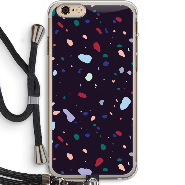 Dark Rounded Terrazzo: iPhone 6 PLUS / 6S PLUS Transparant Hoesje met koord