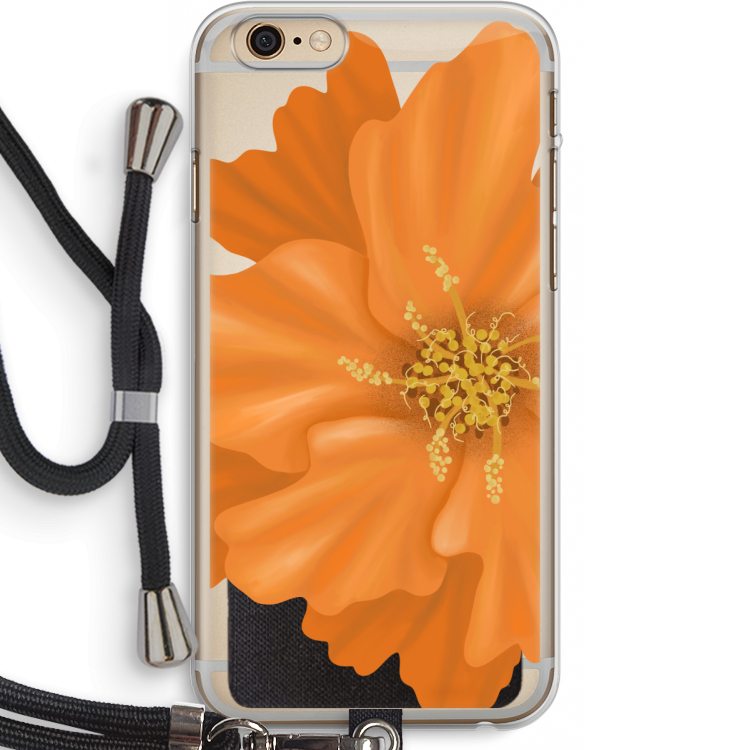 Orange Ellila flower: iPhone 6 PLUS / 6S PLUS Transparant Hoesje met koord