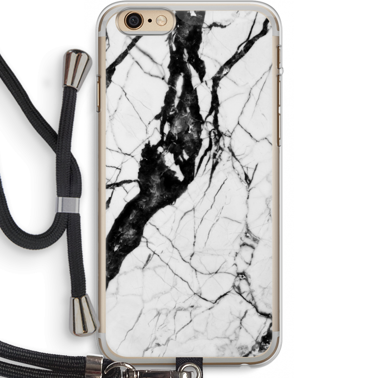 Witte marmer 2: iPhone 6 PLUS / 6S PLUS Transparant Hoesje met koord