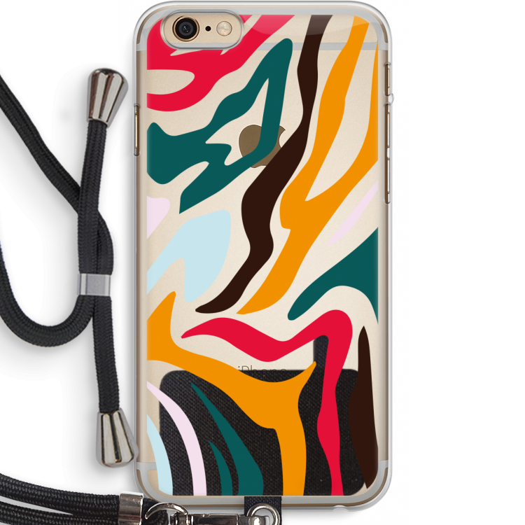 Colored Zebra: iPhone 6 PLUS / 6S PLUS Transparant Hoesje met koord