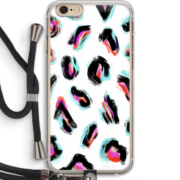 Cheetah color: iPhone 6 PLUS / 6S PLUS Transparant Hoesje met koord