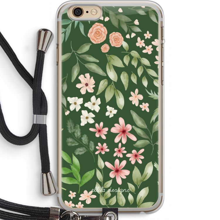 Botanical green sweet flower heaven: iPhone 6 PLUS / 6S PLUS Transparant Hoesje met koord