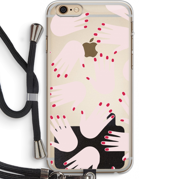 Hands pink: iPhone 6 PLUS / 6S PLUS Transparant Hoesje met koord