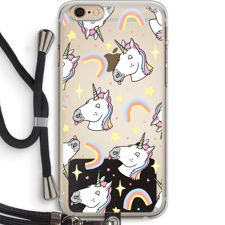 Rainbow Unicorn: iPhone 6 PLUS / 6S PLUS Transparant Hoesje met koord
