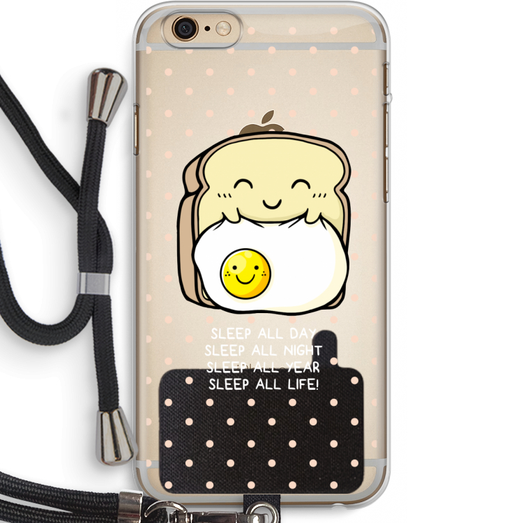 Sleep All Day: iPhone 6 PLUS / 6S PLUS Transparant Hoesje met koord