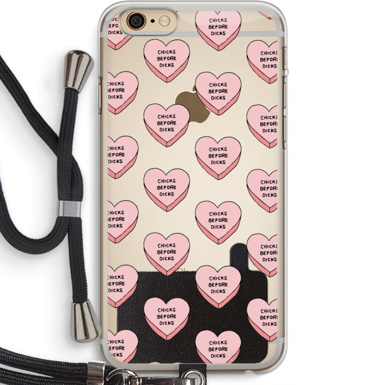 Chicks before dicks: iPhone 6 PLUS / 6S PLUS Transparant Hoesje met koord