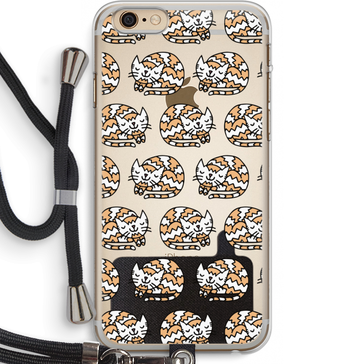 Slapende poes: iPhone 6 PLUS / 6S PLUS Transparant Hoesje met koord