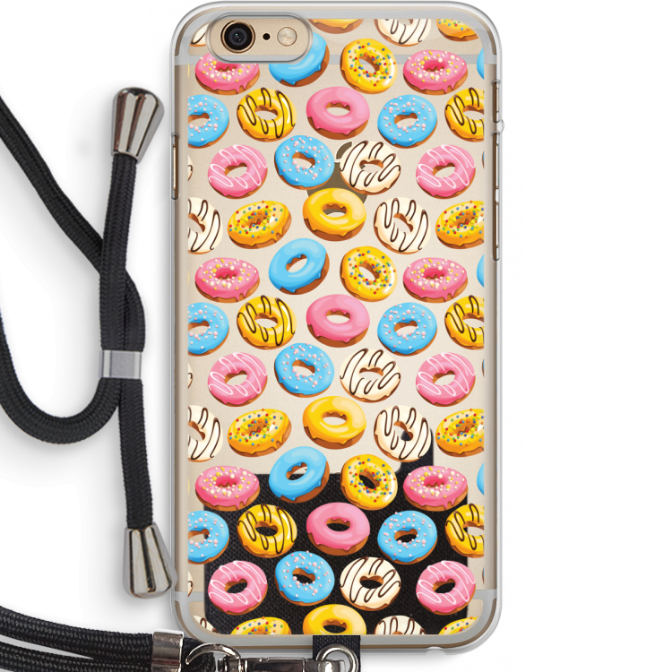 Pink donuts: iPhone 6 PLUS / 6S PLUS Transparant Hoesje met koord