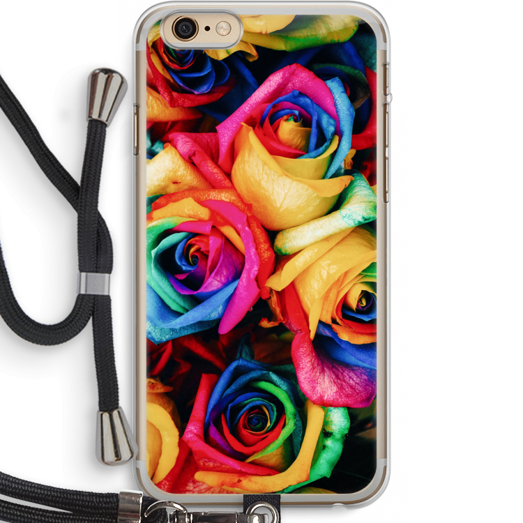 Neon bloemen: iPhone 6 PLUS / 6S PLUS Transparant Hoesje met koord