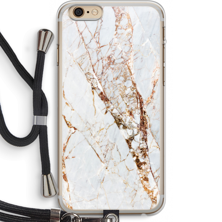 Goud marmer: iPhone 6 PLUS / 6S PLUS Transparant Hoesje met koord