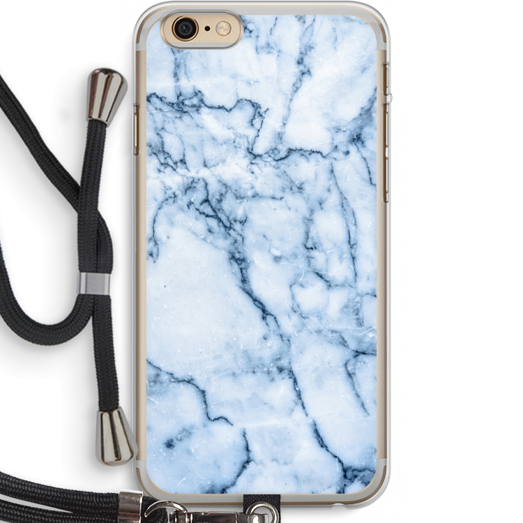 Blauw marmer: iPhone 6 PLUS / 6S PLUS Transparant Hoesje met koord