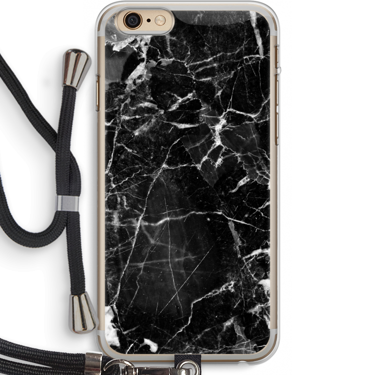 Zwart Marmer 2: iPhone 6 PLUS / 6S PLUS Transparant Hoesje met koord