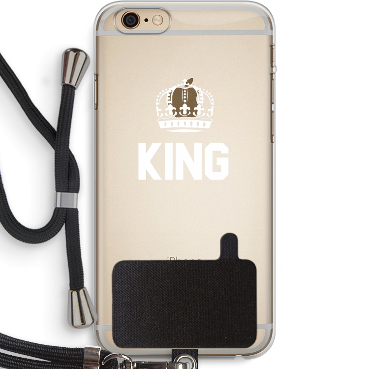 King zwart: iPhone 6 PLUS / 6S PLUS Transparant Hoesje met koord