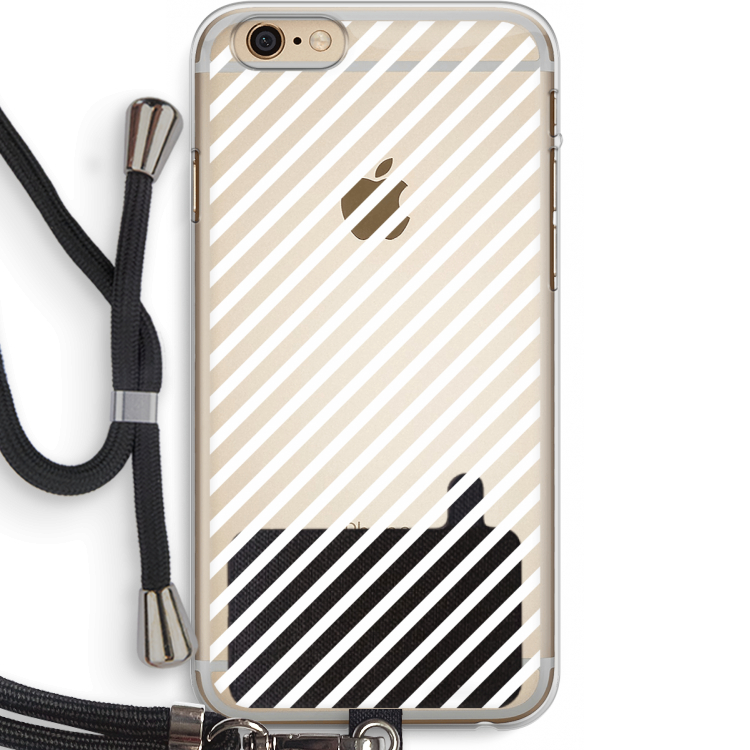 Strepen zwart-wit: iPhone 6 PLUS / 6S PLUS Transparant Hoesje met koord