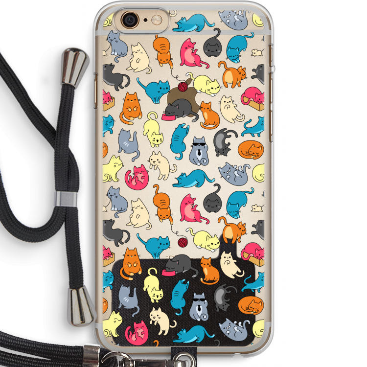 Kleurrijke katten: iPhone 6 PLUS / 6S PLUS Transparant Hoesje met koord