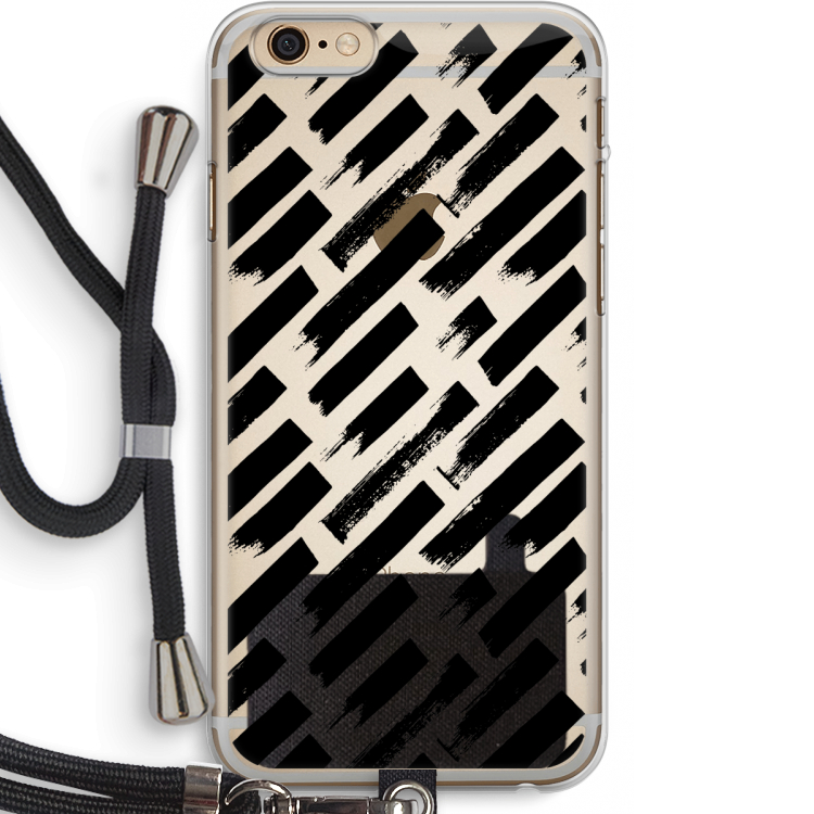 Zwarte vegen: iPhone 6 PLUS / 6S PLUS Transparant Hoesje met koord
