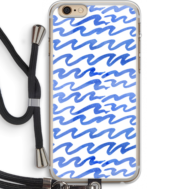 Blauwe golven: iPhone 6 PLUS / 6S PLUS Transparant Hoesje met koord