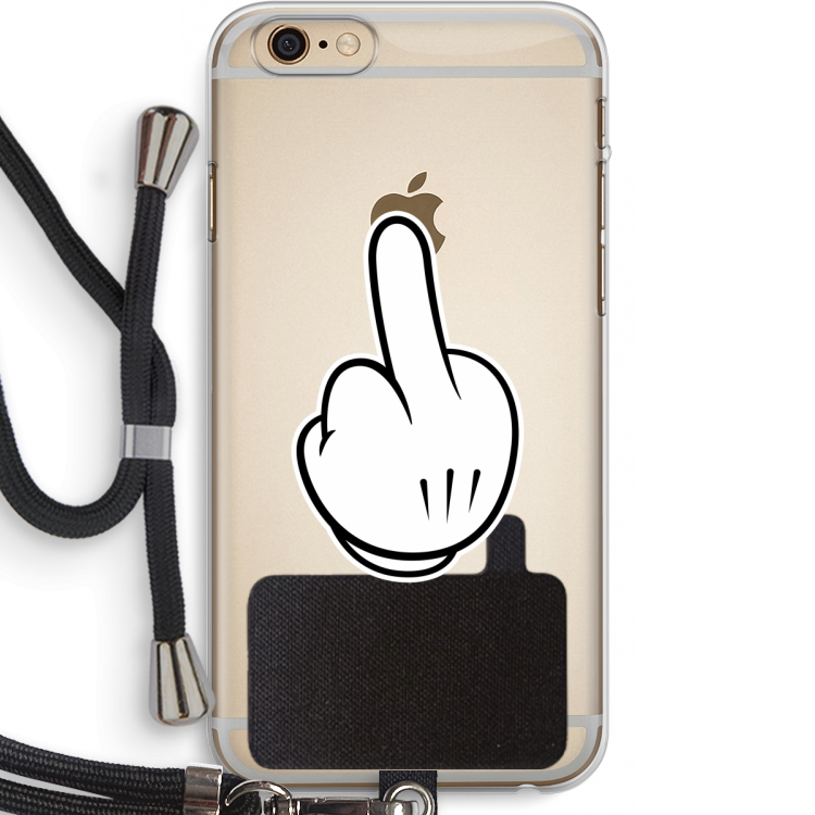Middle finger white: iPhone 6 PLUS / 6S PLUS Transparant Hoesje met koord