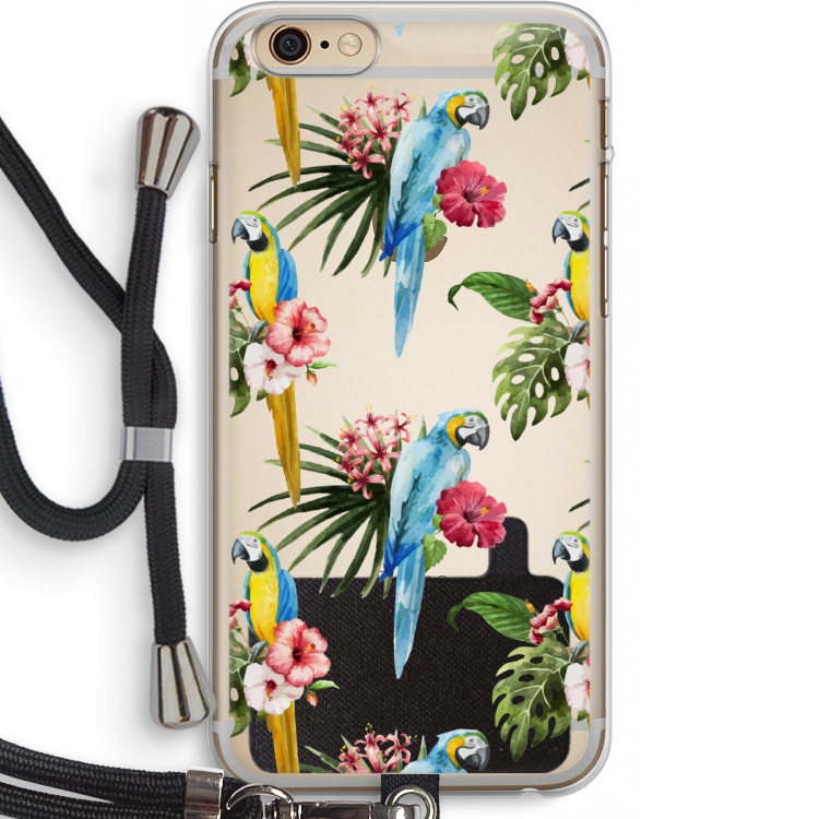 Kleurrijke papegaaien: iPhone 6 PLUS / 6S PLUS Transparant Hoesje met koord