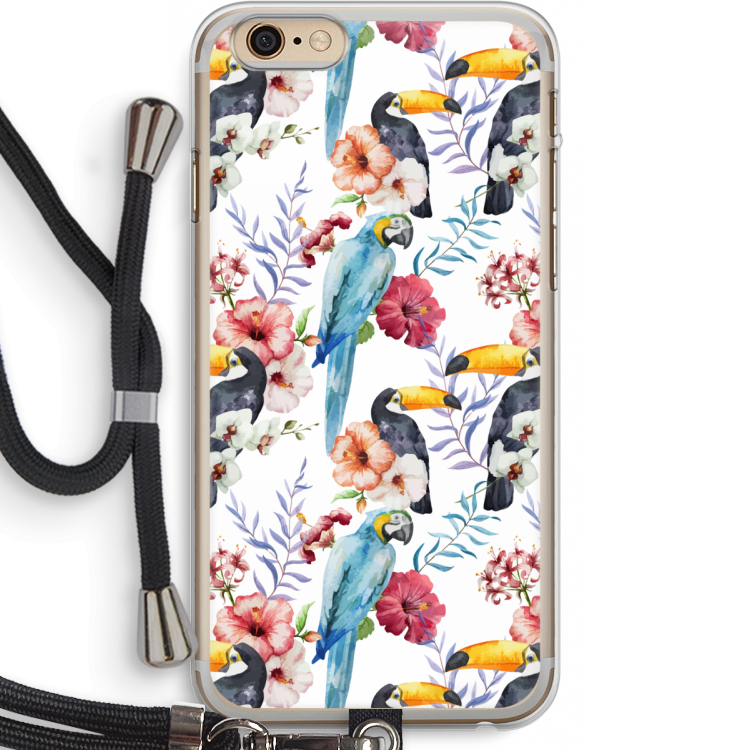 Bloemen tukan: iPhone 6 PLUS / 6S PLUS Transparant Hoesje met koord