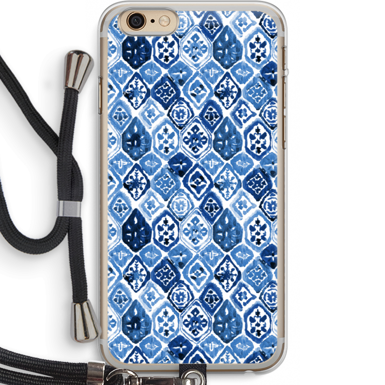 Blauw motief: iPhone 6 PLUS / 6S PLUS Transparant Hoesje met koord