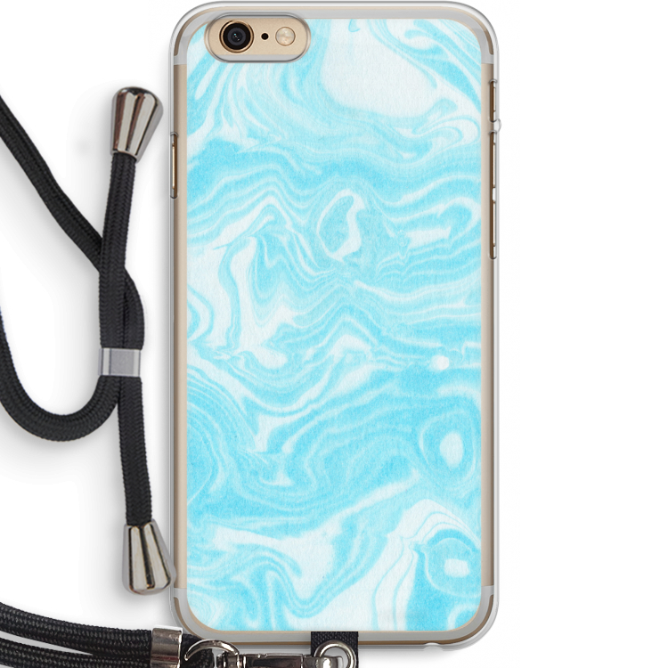 Waterverf blauw: iPhone 6 PLUS / 6S PLUS Transparant Hoesje met koord