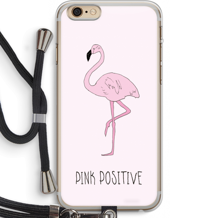 Pink positive: iPhone 6 PLUS / 6S PLUS Transparant Hoesje met koord
