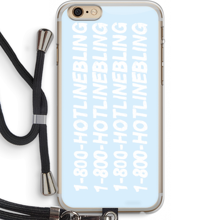 Hotline bling blue: iPhone 6 PLUS / 6S PLUS Transparant Hoesje met koord