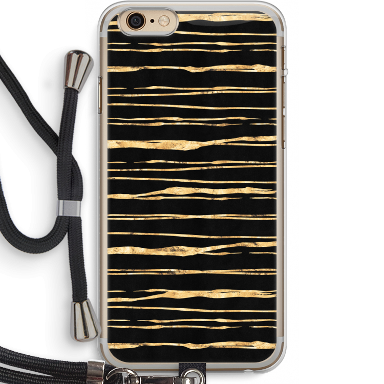 Gouden strepen: iPhone 6 PLUS / 6S PLUS Transparant Hoesje met koord