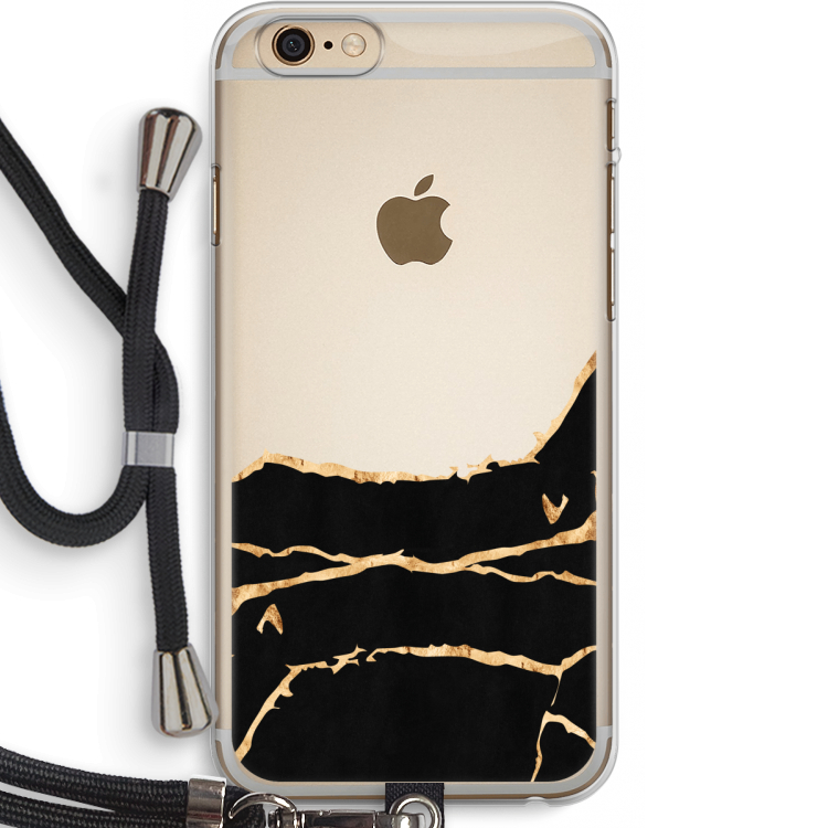 Gouden marmer: iPhone 6 PLUS / 6S PLUS Transparant Hoesje met koord