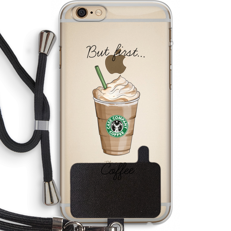 But first coffee: iPhone 6 PLUS / 6S PLUS Transparant Hoesje met koord