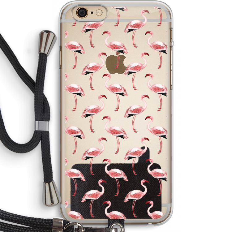Flamingoprint groen: iPhone 6 PLUS / 6S PLUS Transparant Hoesje met koord