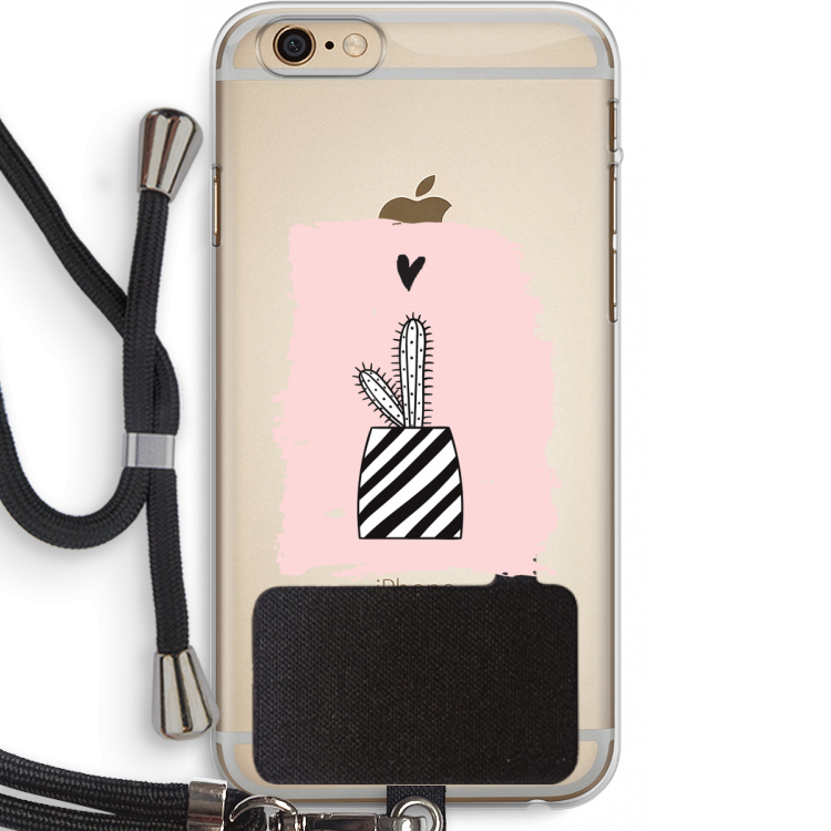 Zwart-wit cactus: iPhone 6 PLUS / 6S PLUS Transparant Hoesje met koord