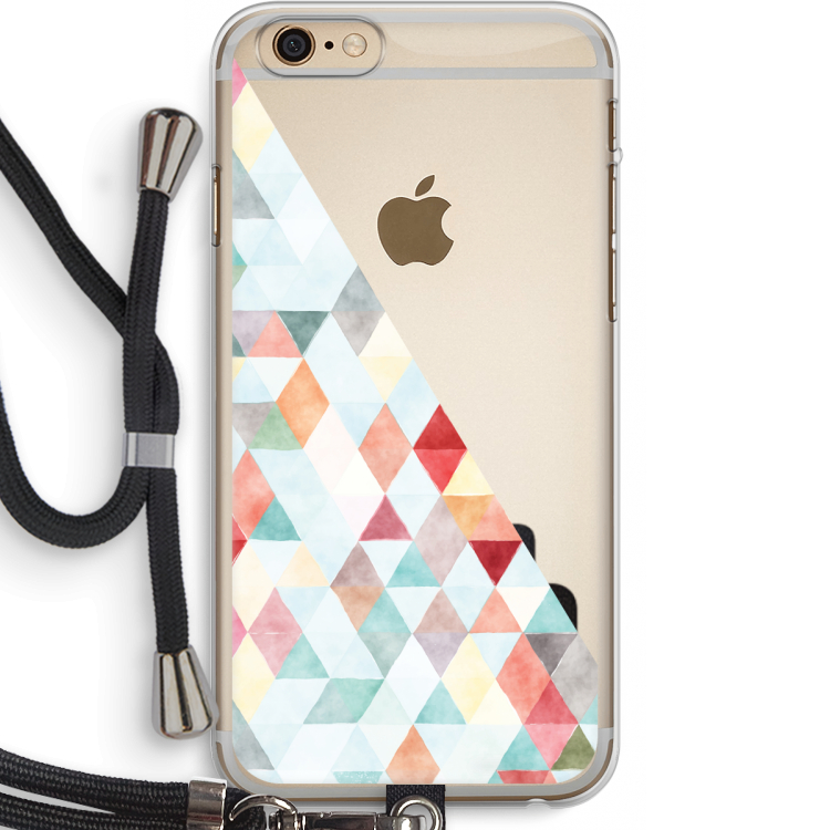 Gekleurde driehoekjes pastel: iPhone 6 PLUS / 6S PLUS Transparant Hoesje met koord