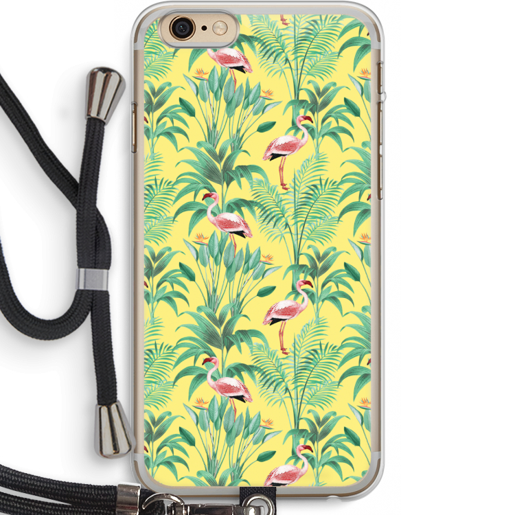 Flamingo party: iPhone 6 PLUS / 6S PLUS Transparant Hoesje met koord