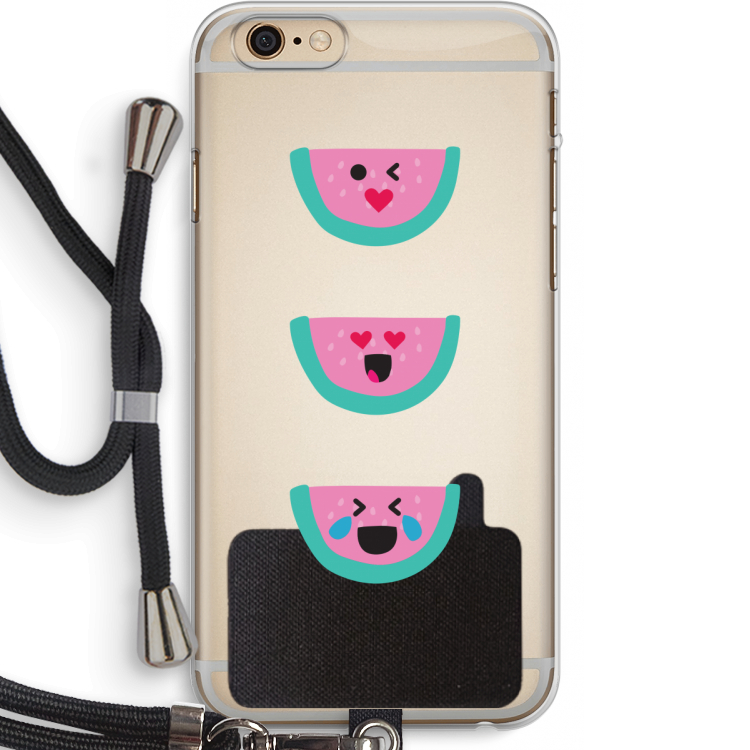 Smiley watermeloen: iPhone 6 PLUS / 6S PLUS Transparant Hoesje met koord